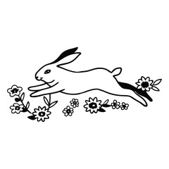 Minimalist Rabbit with Floral Accents
A hopping rabbit surrounded by abstract floral patterns, drawn in continuous lines
Adobe Illustrator Artwork