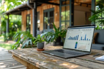 Businessman reviewing financial data through charts and graphs in a modern office environment