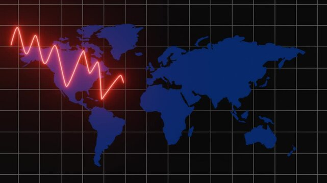 global economic crisis recession world map chart decrease down wealth investment inflation