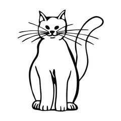 Abstract Cat with Whiskers
A sitting cat with its whiskers and tail accentuated, rendered in a single-line abstract style