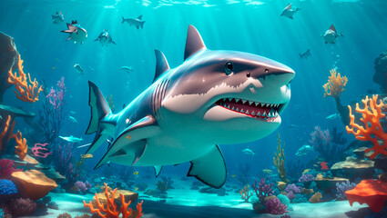 Obraz premium shark in aquarium