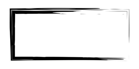 Obraz premium Black grunge rectangular shape. Brush strokes frame element, frame for design. Vector illustration isolated on white background.