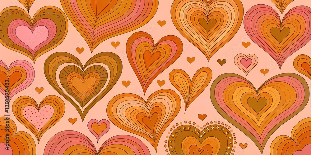 Poster colorful heart patterns create a warm and inviting background for various creative projects and cele