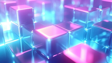 Abstract Neon Cubes