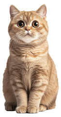 Obraz premium Cute ginger cat sitting on a white background looking curiously at the viewer