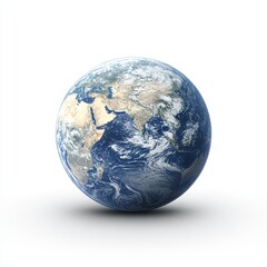 Isolated Earth on White Background, Cut-Out Style, Global, Planet, Environmental Concept, Geographical