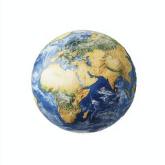 Isolated Earth on White Background, Cut-Out Style, Global, Planet, Environmental Concept, Geographical