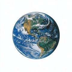 Isolated Earth on White Background, Cut-Out Style, Global, Planet, Environmental Concept, Geographical