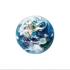 Isolated Earth on White Background, Cut-Out Style, Global, Planet, Environmental Concept, Geographical