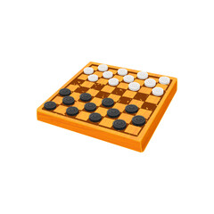 Vector Colorful Textured Illustration of Checkers Board Game Isolated on White Background