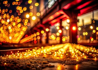Urban Exploration: Golden Abstract Backdrop with Bokeh Lights