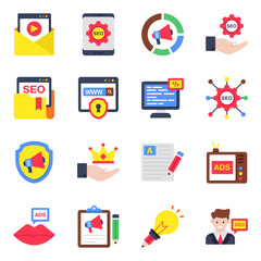 Set of Seo and Commerce Flat Icons