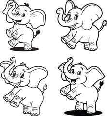 Joyful Cartoon Elephants for Kids Coloring