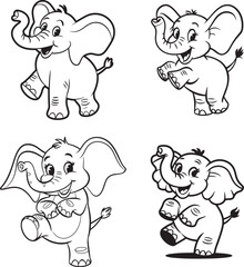 Joyful Cartoon Elephants for Kids Coloring