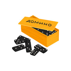 Vector Colorful Textured Illustration of Domino Board Game Isolated on White Background