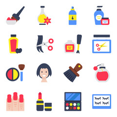 Set of Fashion and Beauty Flat Icons
