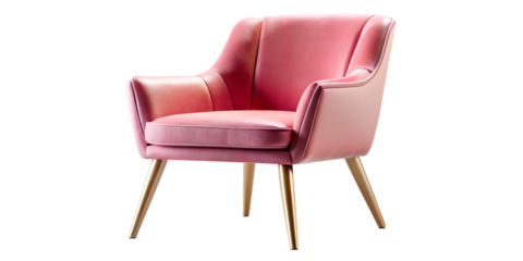 Stylish pink armchair with wooden legs perfect for modern living spaces and interior decoration ideas