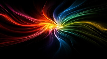 Obraz premium Abstract background with a focus on colorful streaks of light radiating from a central point.
