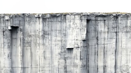 Majestic High Cliffs Isolated on White Background, Natural Formation, Rugged Landscape, Geological Structure, Minimalist Nature