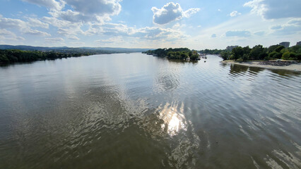 Fototapeta premium landscape by the Danube river in spring, in Novi Sad