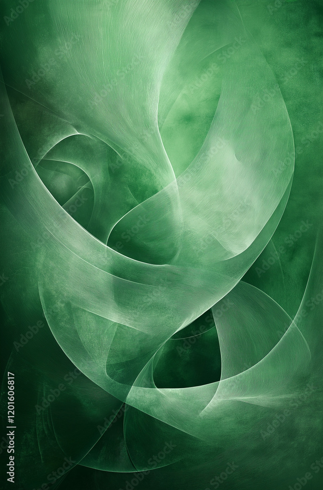Poster elegant green abstract background with soft blurred shapes and smooth curves, high-resolution digita