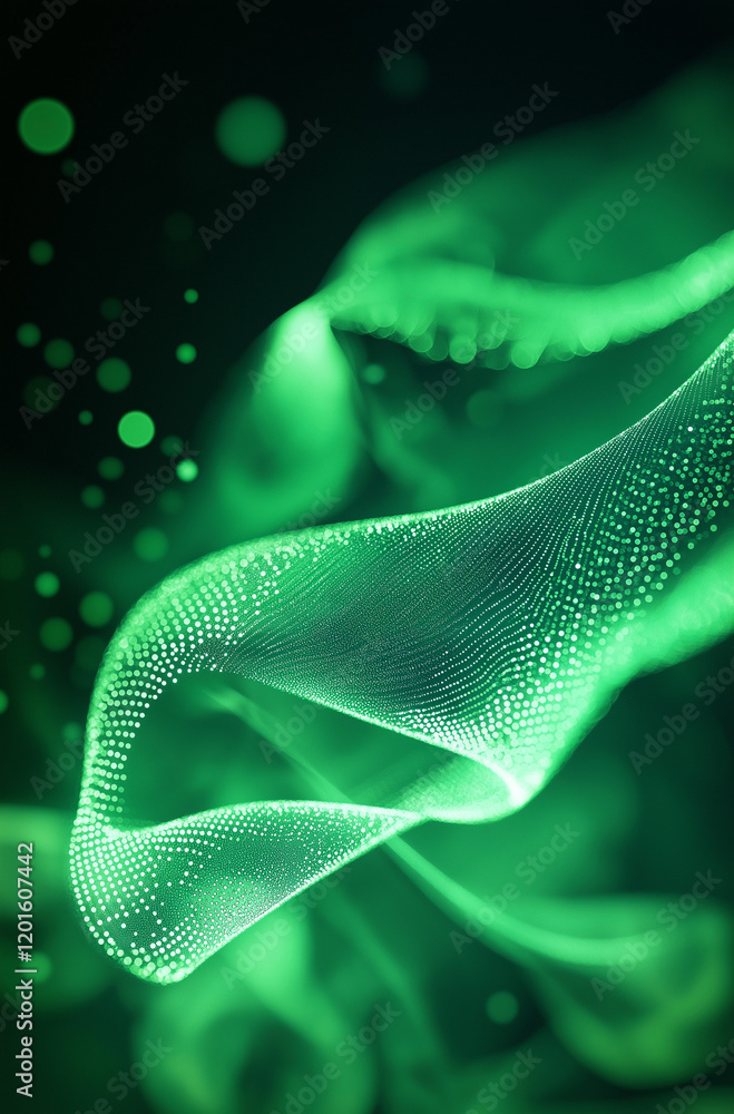 Poster elegant green abstract background with soft blurred shapes and smooth curves, high-resolution digita