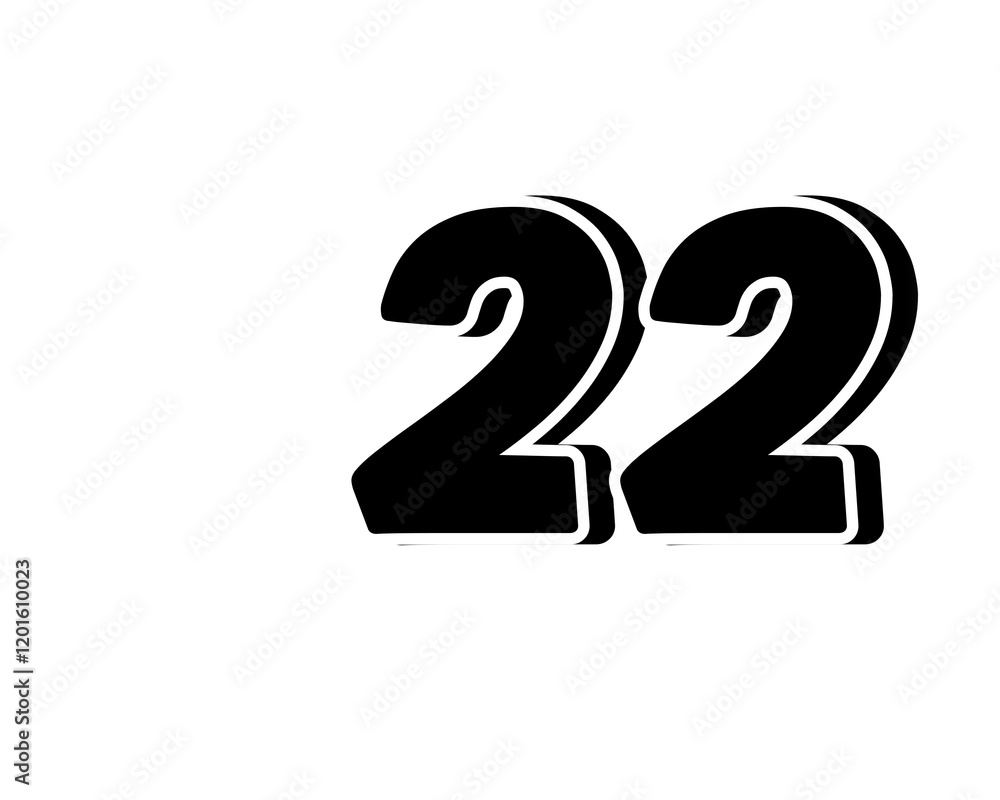 Poster 22 number sign symbol simple design on transparent background for design elements