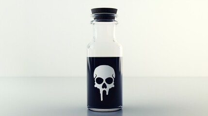 Fototapeta premium Glass poison bottle featuring a dripping skull icon, representing danger and hazardous materials