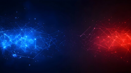 Obraz premium Abstract blue and red network connection, digital technology background