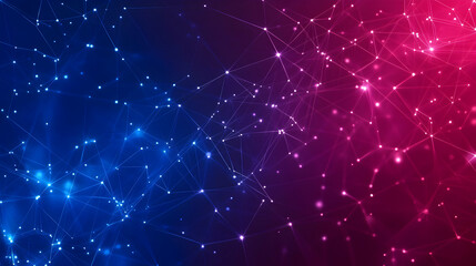 Fototapeta premium Abstract network connection, digital nodes, glowing lines, dark background, technology concept