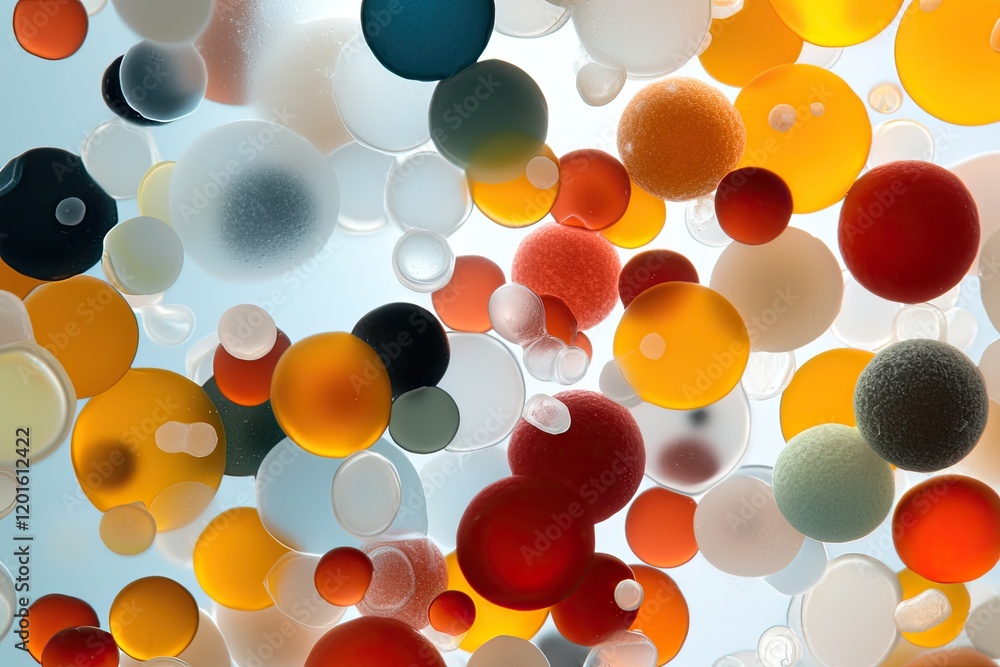 Aufkleber detailed view of cellular activity under a microscope with color-enhanced imagery