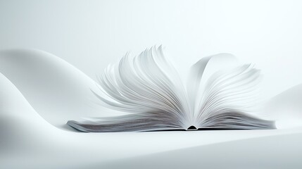 Open book, pages fanned, white background, knowledge concept, education