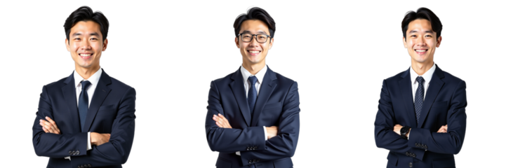 A Young Japanese Businessman With A Smile Poses Formally In A Suit, Isolated Against A Pure White Background. 00001