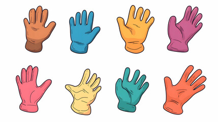 Colorful gloves collection; various styles and colors; white background; design elements for websites or prints