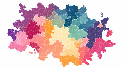 Obraz premium Colorful regional map illustrating geographical divisions, data visualization for presentations and reports