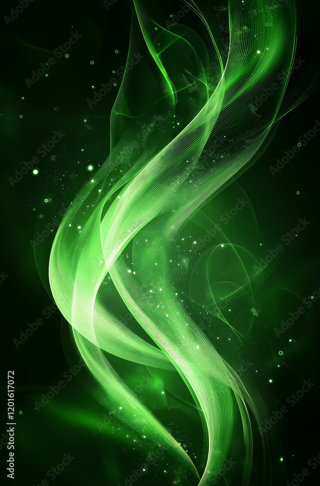 Poster elegant green abstract background with soft blurred shapes and smooth curves, high-resolution digita