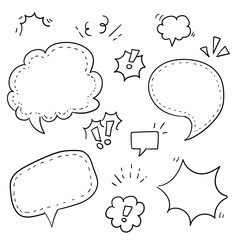 Set of hand drawn doodle speech bubbles. Vector illustration
