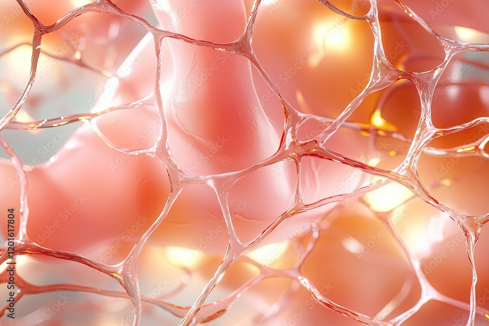 Poster intricate tissue structure under a microscope lens, simple props to enhance detail, subtle backgroun