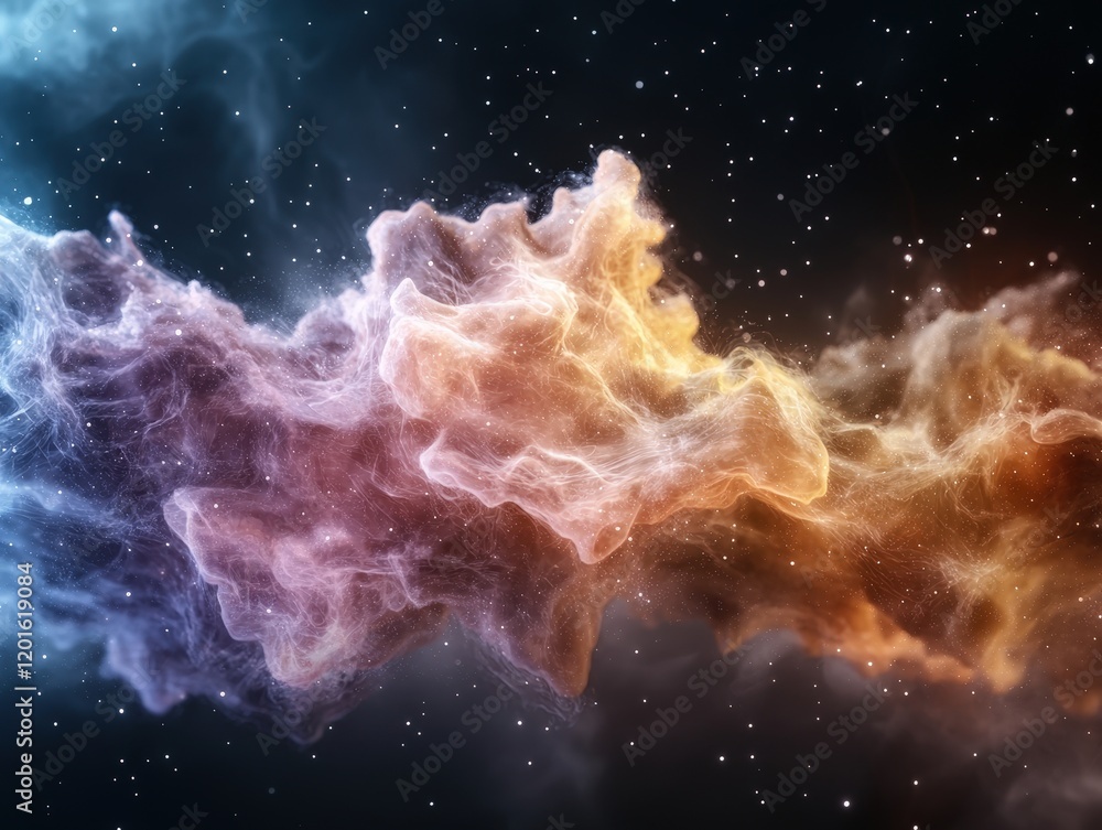 Poster captivating cosmic nebula with colorful gas clouds and stars in deep space universe