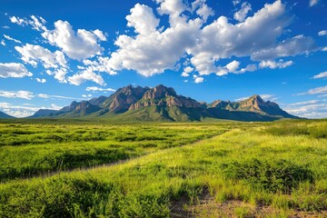 Fototapeta premium rugged mountain range beneath a dynamic cloud-filled sky, contrasting light and shadow