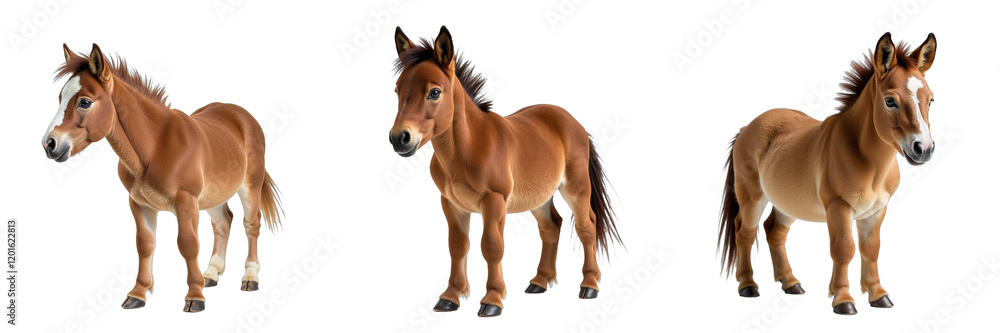 Poster a small shetland pony stands alone against a clean white background in a simple yet striking equine 