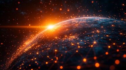 Obraz premium Global Network Connection Shining Bright.