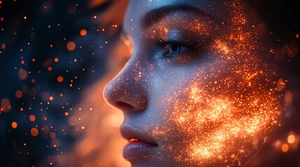 Obraz premium Futuristic Cosmic Data Streams in Flowing Patterns