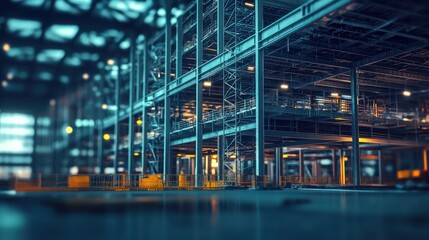 Fototapeta premium Industrial Interior: A Symphony of Steel and Light