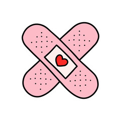 Happy Valentine's day card with cute pink patch in kawaii style. Present, gift, wedding celebration. Y2k