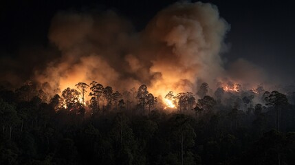 Fototapeta premium Devastating Forest Fire Spreading Across Maribo Region