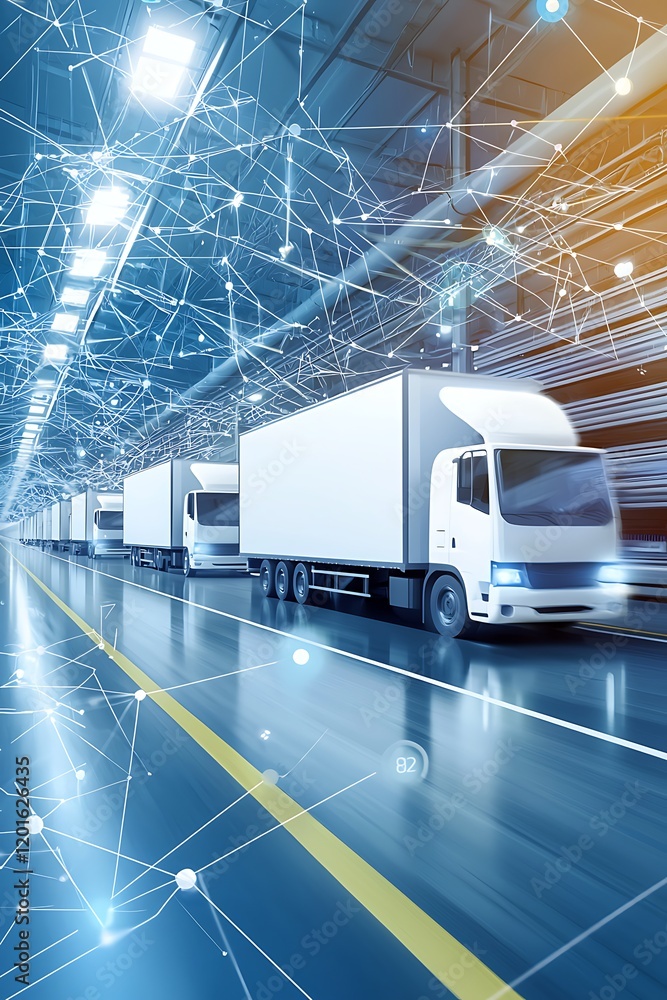 Poster advanced logistics hub with ai-driven inventory and distribution systems