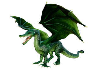 3D Rendering Fairy Tale Dragon on White