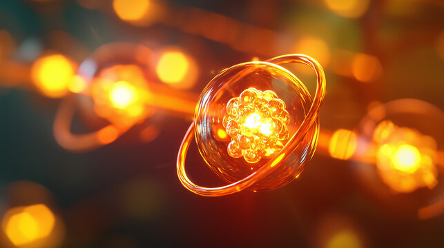 An artistic representation of quantum superposition, showcasing a glowing golden orb emitting intense light, symbolizing a particle existing in multiple states at once with overlapping luminous orbs.