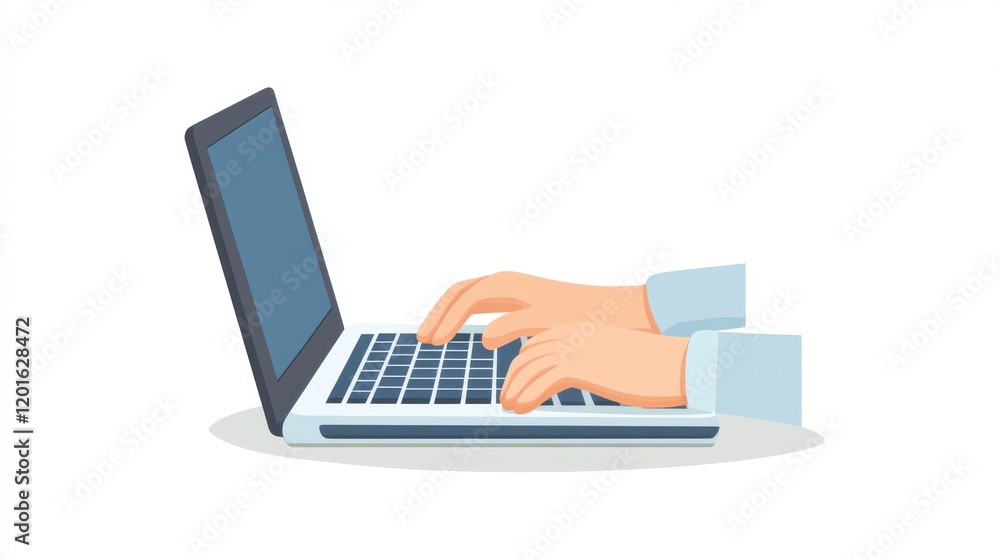 Poster a pair of hands typing on a laptop keyboard, emphasizing the act of digital communication or work in